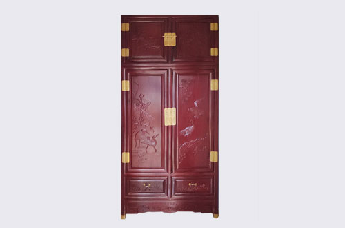 昌平高端中式家居装修深红色纯实木衣柜