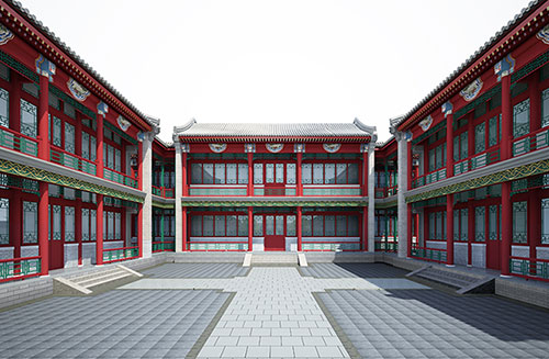 昌平北京四合院设计古建筑鸟瞰图展示